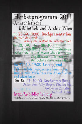 Anarchistische Bibliotek und Archiv Wien - Herbstprogramm 2011