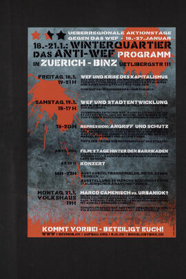 Überregionale Aktionstage gegen das WEF - Winterquartier Programm 18.1.-21.1.