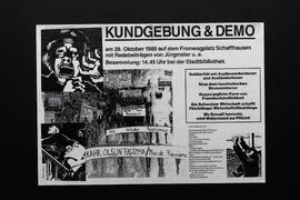 Solidarität mit AsylbewerberInnen und AusländerInnen. Kundgebung und Demo. (weiss)