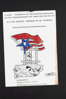 Kundgebung: Solidarität mit den politischen  Gefangenen und den Kriegsgefangenen aus Puerto Rico und den  USA. Nie Vergessen! Ermordung der RAF Gefangenen.