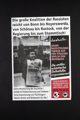 Die grosse Koalition der Rassisten reicht von Bonn bis Hoyerswerda, von Schönau bis Rostock, von der Regierung bis zum Stammtisch. Keine Verschärfung des Asylrechts