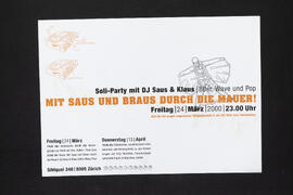 Soli-Party mit DJ Saus & Klaus. Mit Saus uns Braus durch die Mauer