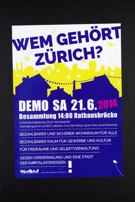 Wem gehört Zürich? Demo. Bezahlbarer und sicherer Wohnraum für alle.