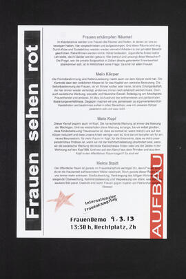Frauen sehen rot. Wandzeitung. Frauendemo
