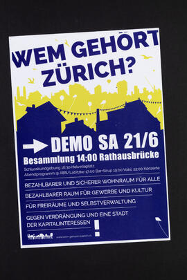 Wem gehört Zürich? Demo. Bezahlbarer und sicherer Wohnraum für alle.