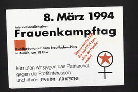 kämpfen wir gegen das Patriarchat, gegen die Profitinteressen und ihre frohe Familie. Kundgebung. Stauffacherplatz