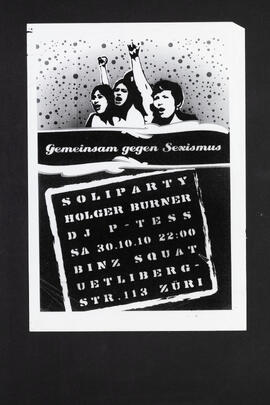 Gemeinsam gegen Sexismus. Soliparty. Binz Squat