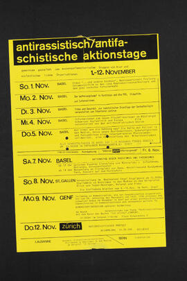 antirassistisch/antifaschistische Aktionstage, gemeinsam gestaltet von ausserparlamentarischen Gruppen von hier und ausländischen linken Organisationen