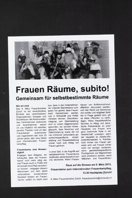 Frauen Räume Subito. Gemeinsam für selbstbestimmte Räume. Wandzeitung
