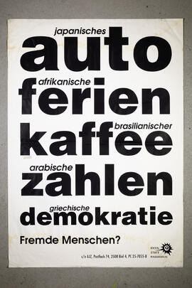 Japanisches Auto. Afrikanische Ferien. Brasilianischer Kaffee. Arabische Zahlen. Griechische Demokratie. Fremde Menschen?