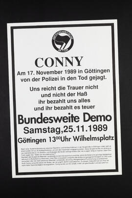 Conny. Am 17. November 1989 in Göttingen von der Polizei in den Tod gejagt. Bundesweite Demo