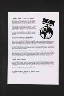 Gegen das TISA-Abkommen! - Privatisierung stoppen! - Kampf dem Kapital!