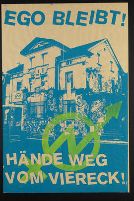 Ego Bleibt! Hände weg vom Viereck! (Variante Squatzeichen hellblau/grasgrün)