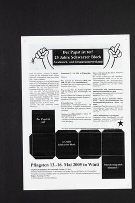 der Papst ist tot! 25 Jahre Schwarzer Block. Austausch- und Diskussionsweekend.