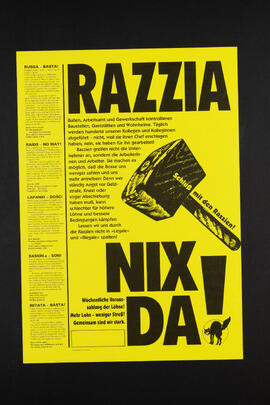 Razzia – Nix da! Bullen, Arbeitsamt und Gewerkschaft kontrollieren Baustellen, Gaststätte und Wohnheime.