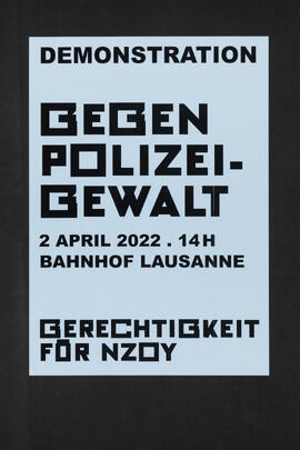 Gegen Polizeigewalt - Gerechtigkeit für NZOY - Demonstration 2.4.2022, Lausanne