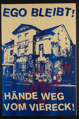 Ego Bleibt! Hände weg vom Viereck! (Variante Squatzeichen blau/violett)