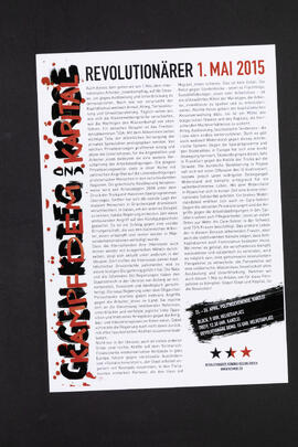 Gegen Krieg und Krise. Kampf dem Kapital. Revolutionärer 1. Mai 2015. Wandzeitung