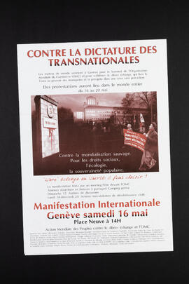Contre la dictature des Transnationales. Manifestation Internationale.