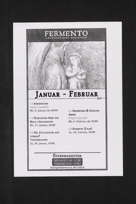 Fermento, anarchistische Bibliothek - Programm Januar - Februar