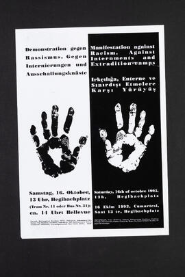 Demonstration gegen Rassismus. Gegen Internierungen und Ausschaffungsknäste