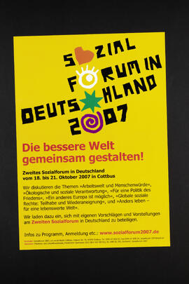 Zweites Sozialforum in Deutschland. Die bessere Welt gemeinsam gestalten.
