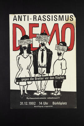 Anti-Rassismus Demo. Gegen die Bretter vor den Köpfen. Rythmusinstrumente mitnehmen.