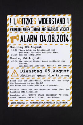 Labitzkes Widerstand. Räumung angekündigt auf nächste Woche. Alarm