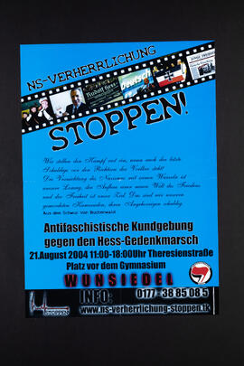 NS-Verherrlichung stoppen. Antifaschistische Kundgebung gegen den Hess-Gedenkmarsch.