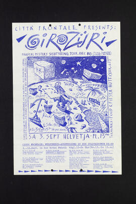 Giro Züri. Magical Mistery Sightseeing Tour avec Bus. Besammlung am Helvetiaplatz. Im Rahmen der Veranstaltungsreihe Citta Frontale