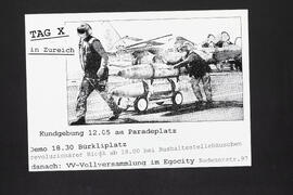 Tag X in Zureich. Kundgebung. Danach VV im Egocity
