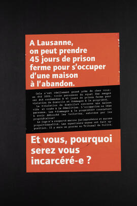 A Lausanne, on peut prendre 45 jours de prison ferme pour s'occuper d'une maison à l'abandon. Et vous, pourquoi serez vous incarcéré-e?
