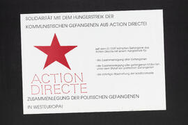 Solidarität mit dem Hungerstreik der kommunistischen Gefangene aus Action Directe! Zusammenlegung der politischen Gefangenen in Westeuropa.
