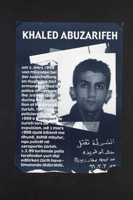 Khaled Abuzarifeh. Am 3. März 1999 von Polizisten bei der Ausschaffung im Flughafen Zürich ermordet.