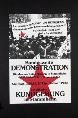 Bundesweite  DEMONSTARTION. 10 Jahre nach den Morden in Stammheim. DER KAMPF GEHT WEITER! Gemeinsam im KAMPF UM BEFREIUNG die revolutionäre Gegenmacht organisieren! Für Kollektivität und Selbstbestimmung.