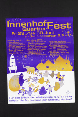 Innenhoffest für den Erhalt der Elsässertrasse. Stoppt die Abrisspläne der Stiftung Habitat!