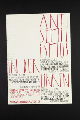 Antisemitismus in der Linken. Veranstaltungsreihe mit Thomas Haury, Ingrid Strobl u.a.