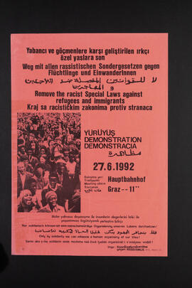 Weg mit allen rassistischen Sondergesetzte gegen Flüchtlinge und EinwanderInnen. Demonstration